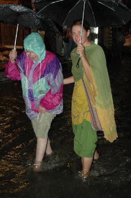 Up to our ankles in overflowing sewage mixed with the rain...